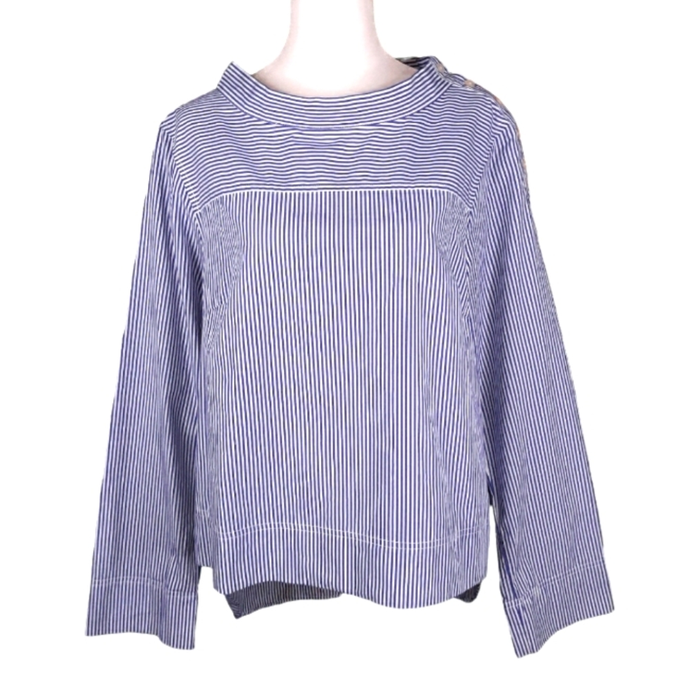J.CREW Bateau Neck Mariner Striped Shirt 8 Blue/White NWOT